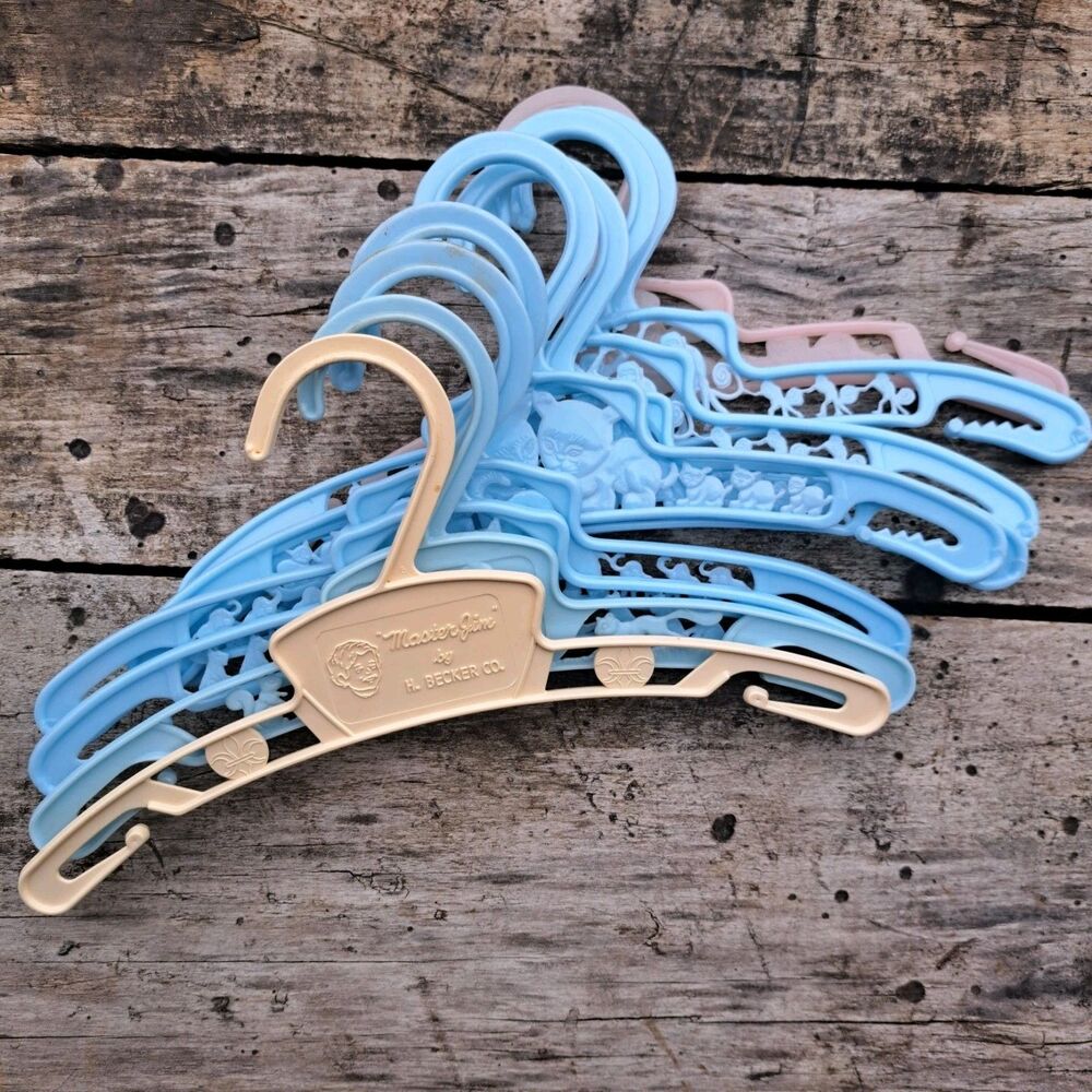 Vintage 1950s Set Of 9 Baby World  Co Clothes Hangers Bambi Carousel Circus Blue